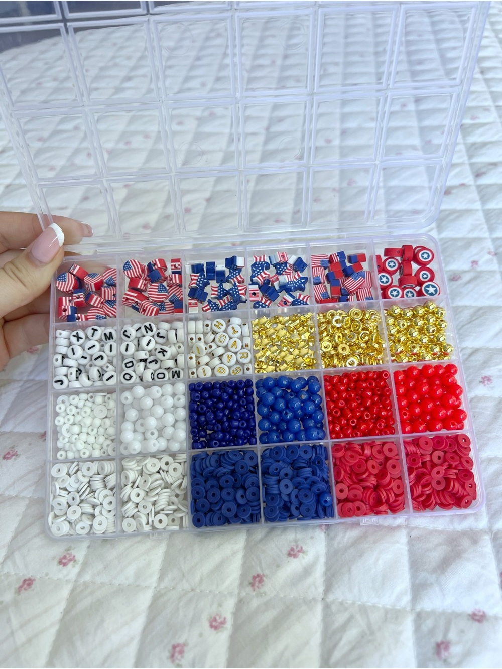 Patriotic Jewelry Making Kit Red White Blue Beads American Flag Charms DIY